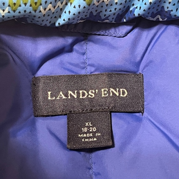 LANDS’END GOOSE-DOWN BLUE VEST SZ XL 18/20 EUC - Picture 6 of 10